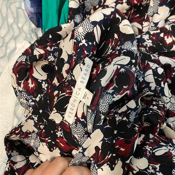 Veronica Beard / Franklin floral ruffle long sleeve mini dot Dress size 2 - Picture 6 of 7